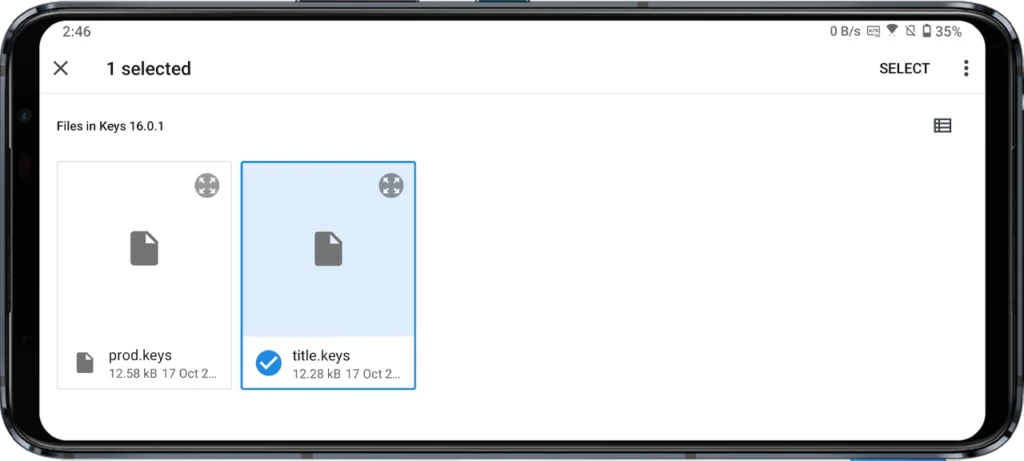select-the-proda.keys-file